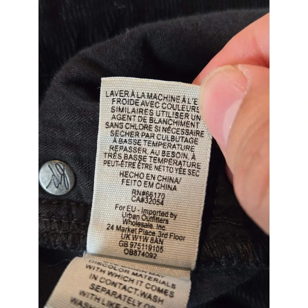 We The Free People Pants Womens 25 Black Just Float On Corduroy Flare Raw Hem